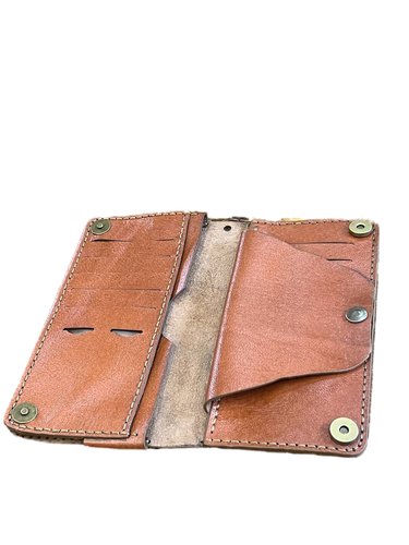 کیف پول چرم زنانه مدل کیانا دست دوز رنگ عسلی کد ۰۷۹